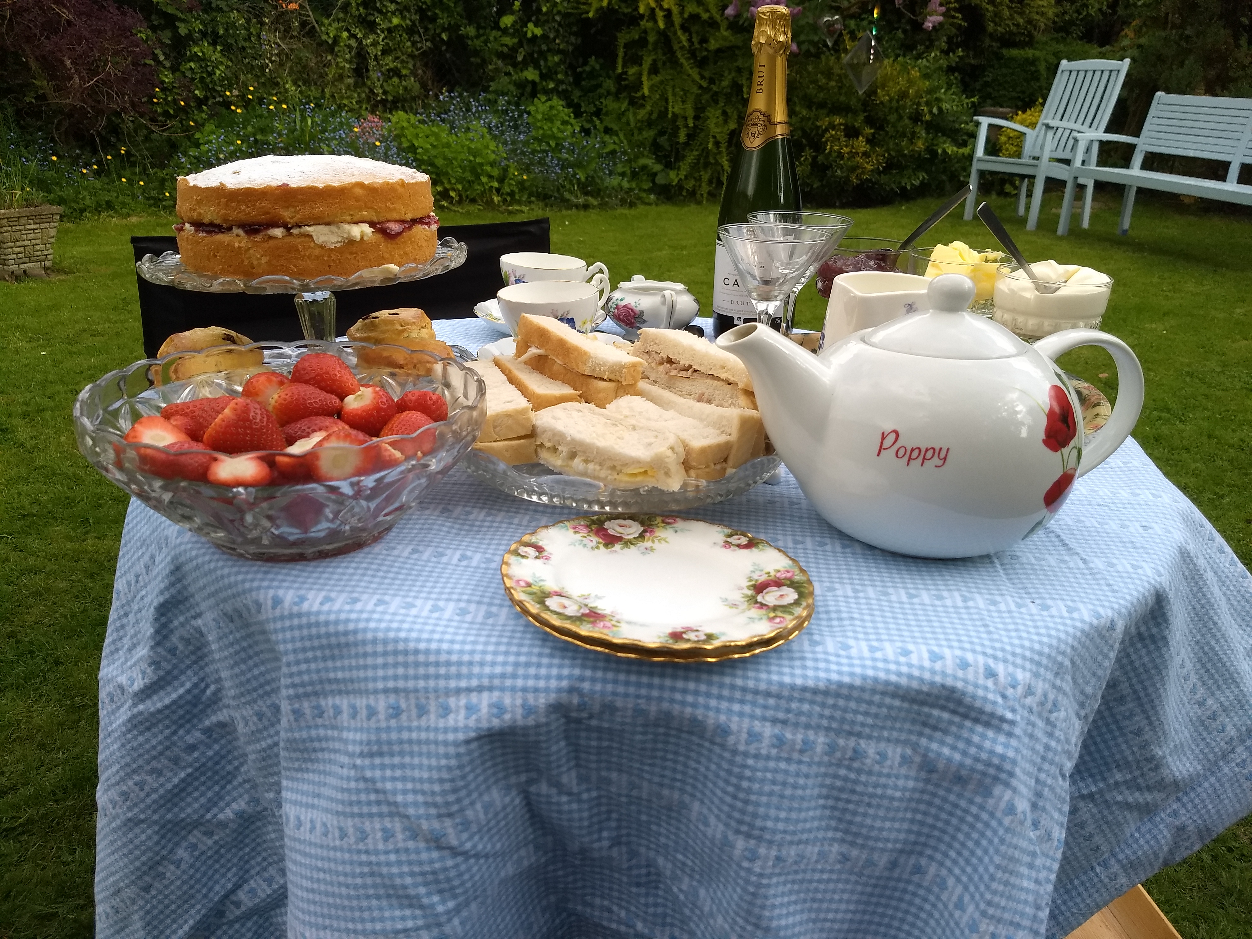 Table set for V.E. celebration tea