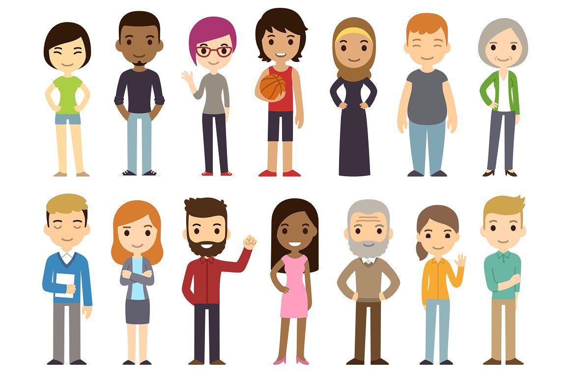 Cartoon image showing a group of people